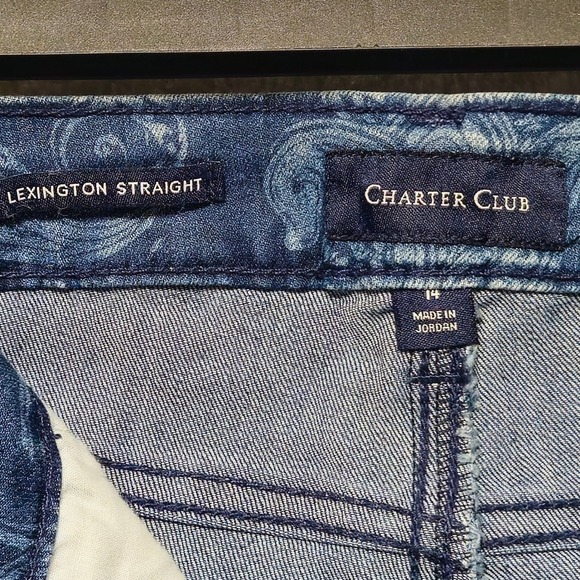 Charter Club Lexington Straight Paisley Print Denim Jeans Womens Size 14 - Picture 3 of 9